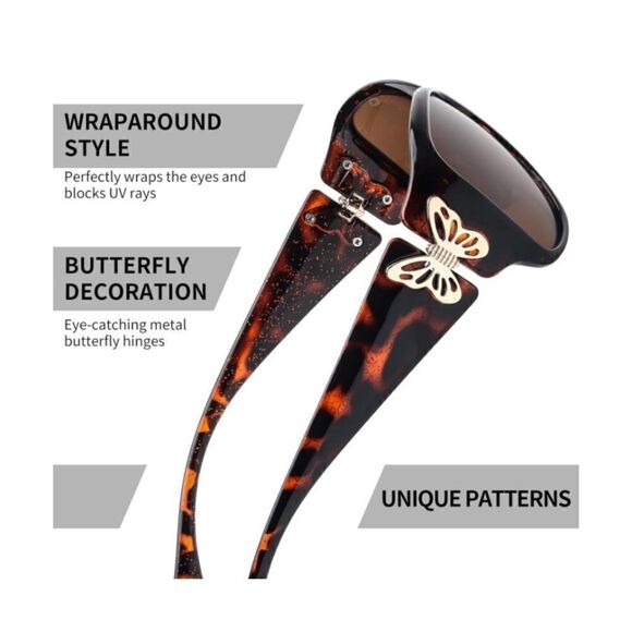 🦋🦋Pack Polarized Sunglasses for Women Trendy Wraparound Glasses Butterfly - Picture 2 of 4
